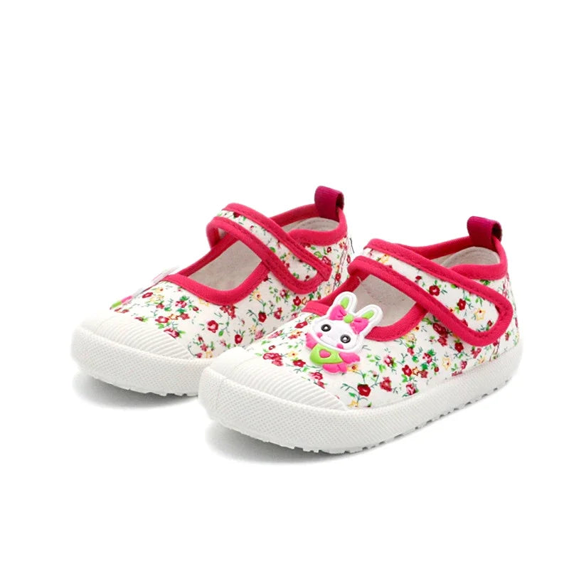 Girls’ Canvas Sneakers – Soft Candy Shoes with Cartoon Print