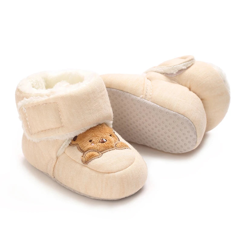 Baby Winter Cotton Shoes (0–1Y) – Thick Warm Teddy Bear Walking Shoes
