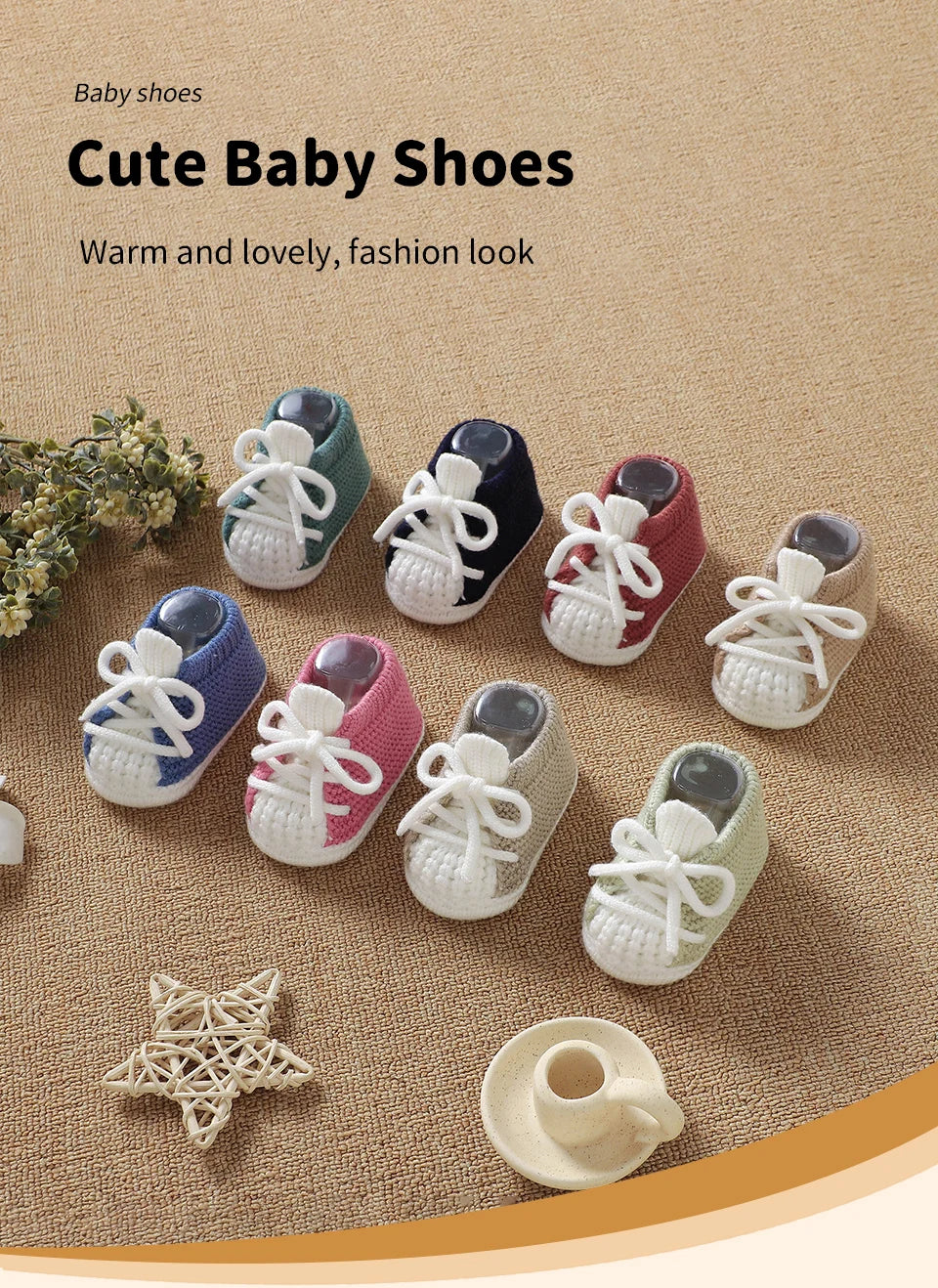 Baby Knitted Booties (0–18M) – Soft Sole Non-Slip First Walkers