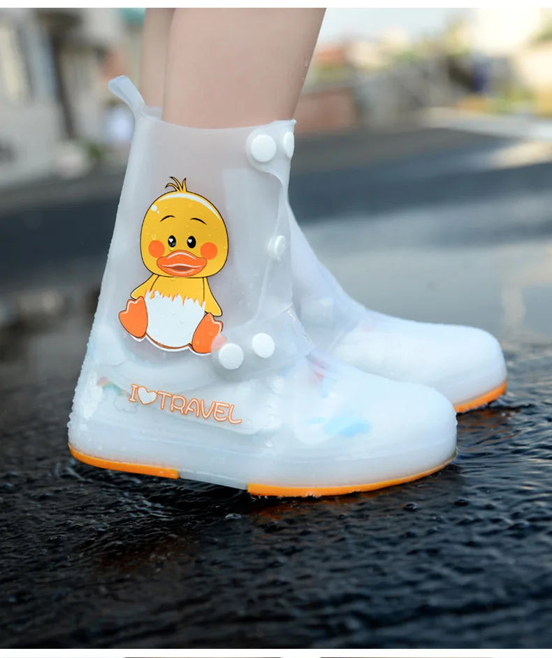 Kids’ Waterproof Rain Boots – Cartoon Animal Flat Shoes