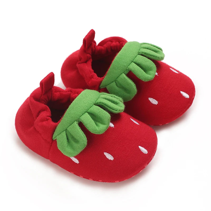 Baby Winter Strawberries Booties – Soft Sole Non-Slip First Walkers