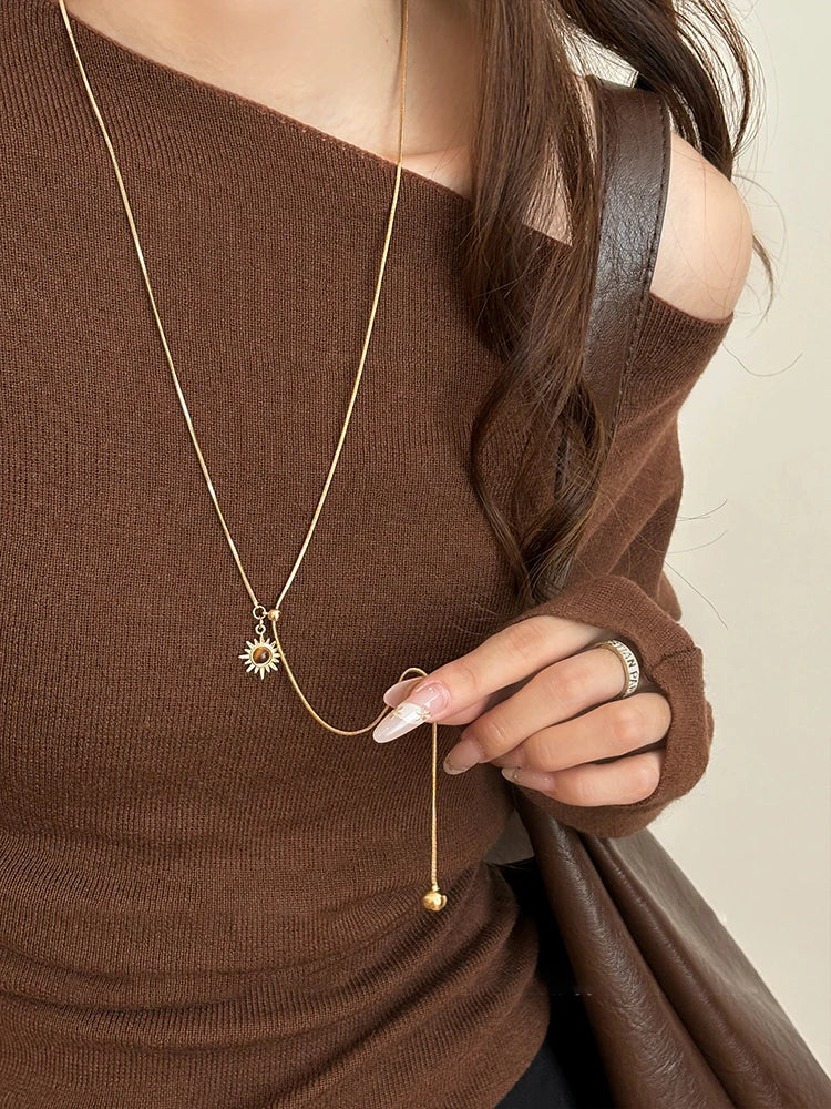 Geometric Retro Tiger Eye Stone Pendant