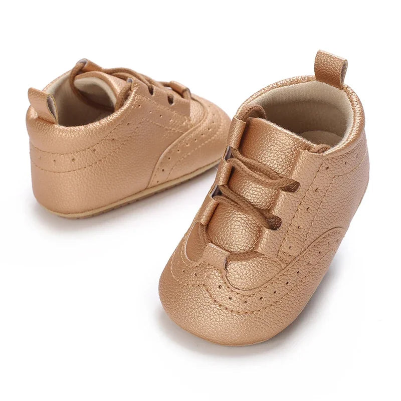 Baby Boys’ Moccasins – White Soft-Sole Non-Slip First-Step Shoes
