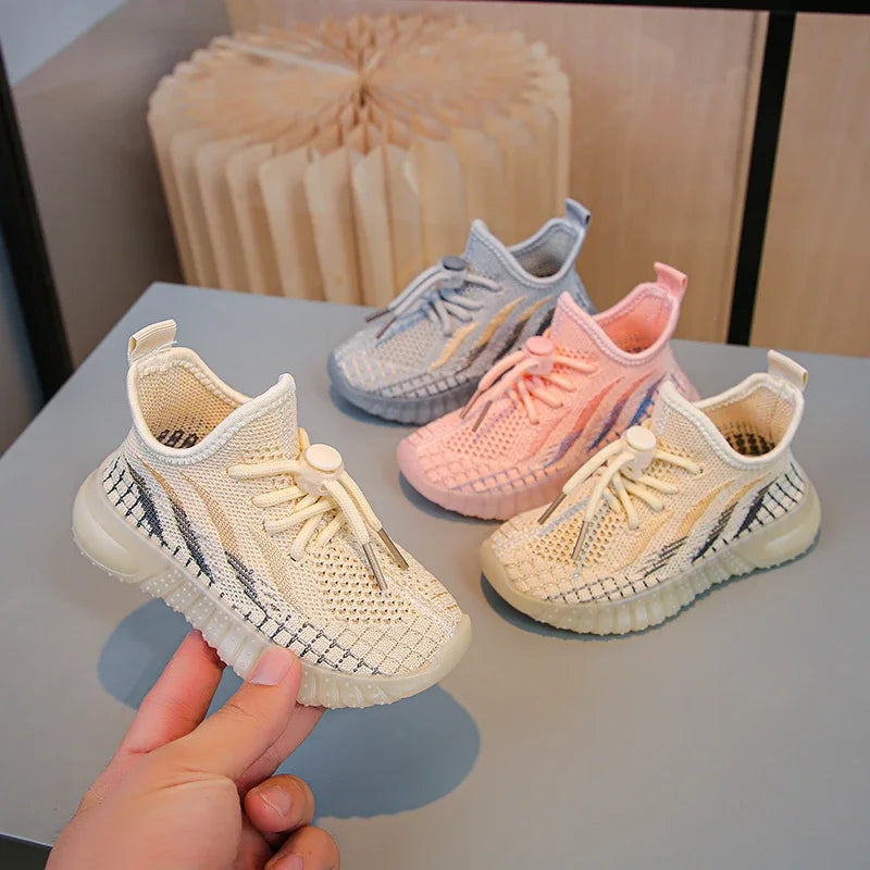 Kids Lightweight Woven Sneakers – Non-Slip Outdoor Mesh Shoes