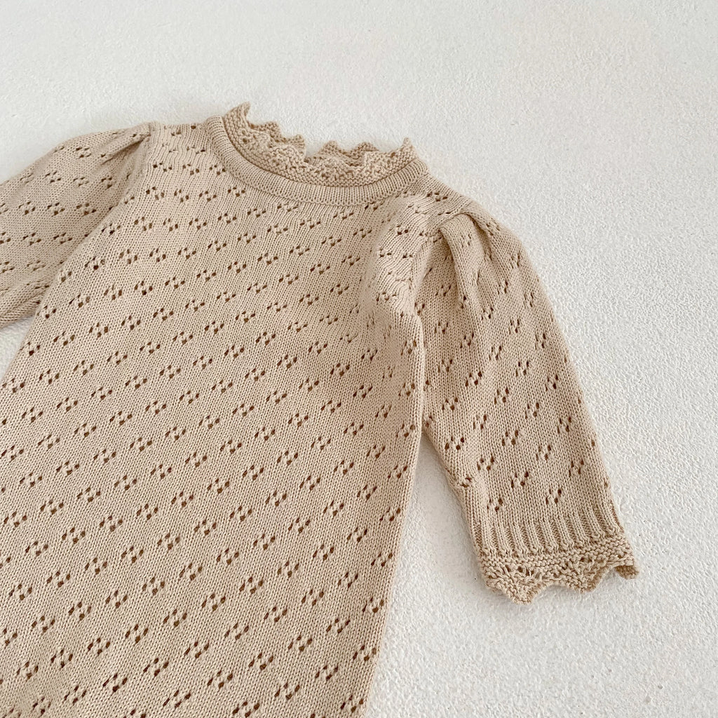 Baby Girl Knit Romper & Dress Top (0–12M)