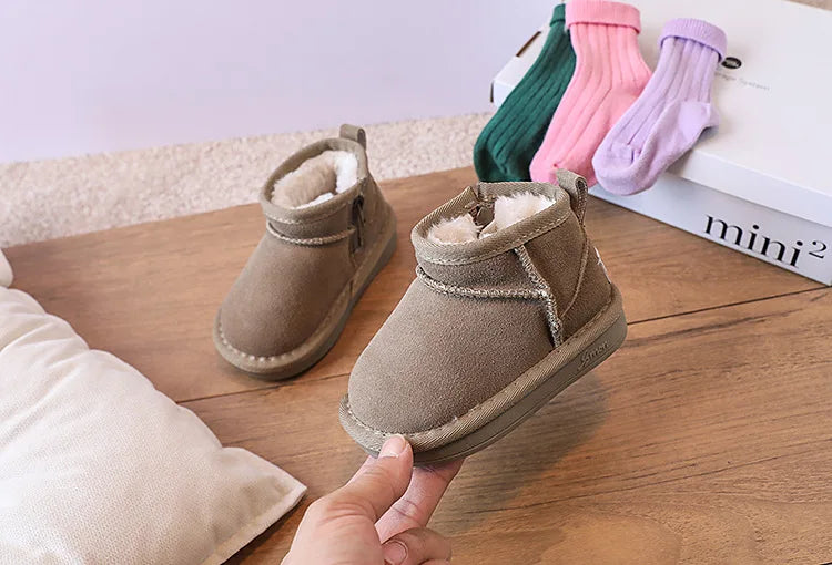 Baby Winter Snow Boots – Leather Plush Non-Slip Toddler Shoes