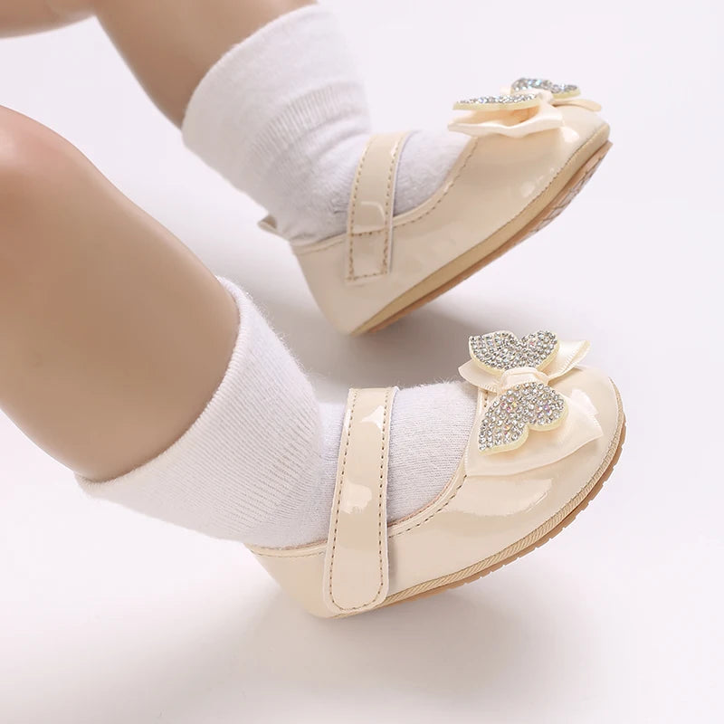 Infant & Toddler Mary Jane Shoes – Bow Faux Leather Flats with Easy Fasten