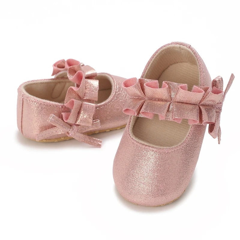 Baby Shoes (0–18M) – Plush Soft Bow Casual Sneakers