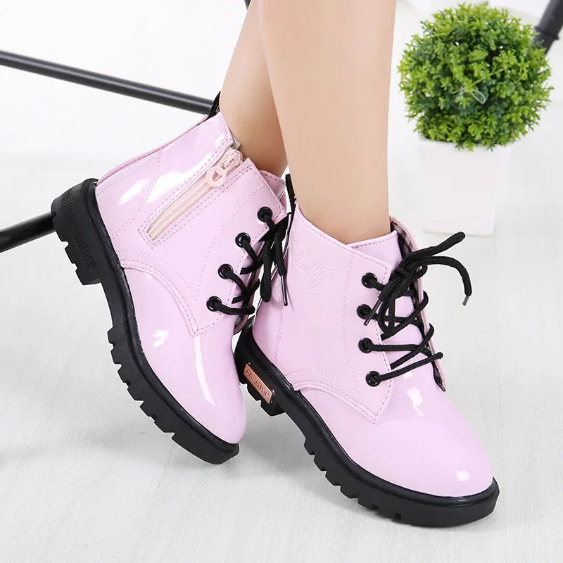 Girls’ PU Leather Winter Boots