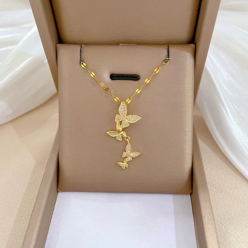 Eilieck Stainless Steel Zircon Necklace