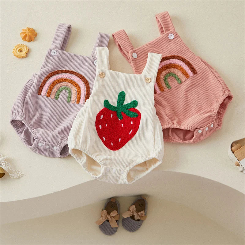 0–18M Baby Girl Summer Jumpsuit, Cute Embroidered Romper