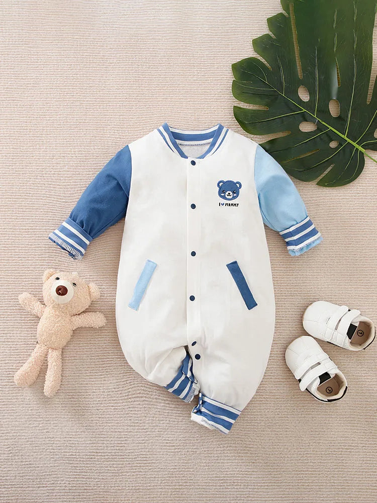 Baby Jumpsuit, 0–18M, Baseball & Teddy Bear
