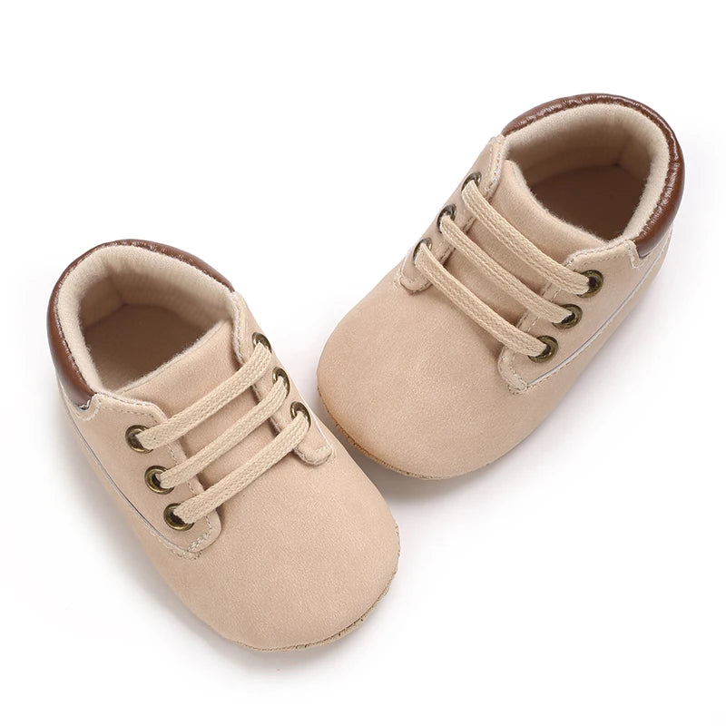Baby Walking Shoes (0–18M) – Lace-Up Casual Flat Sneakers