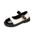 Girls’ Black Leather Casual Shoes – Princess Toddler Flats