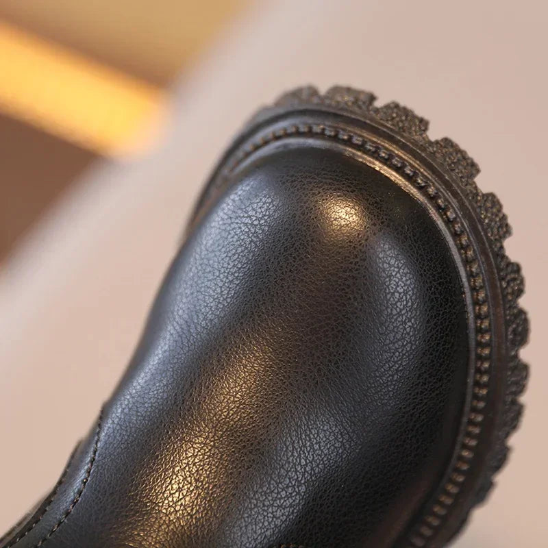 Kids’ Ankle Leather Boots – Warm, Comfortable, Non-Slip