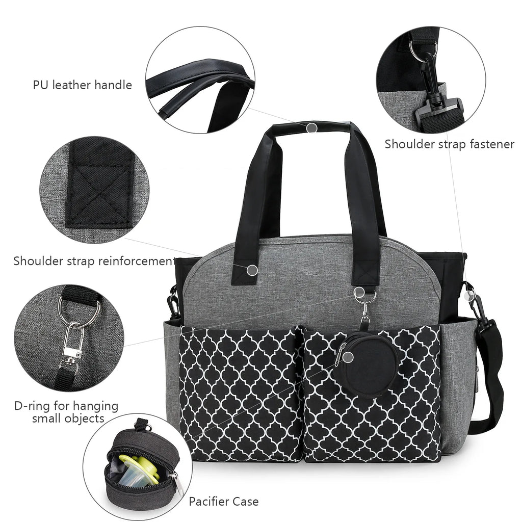 Diaper Bag Tote – Waterproof, Portable Baby Changing Bag with Shoulder Strap for Moms