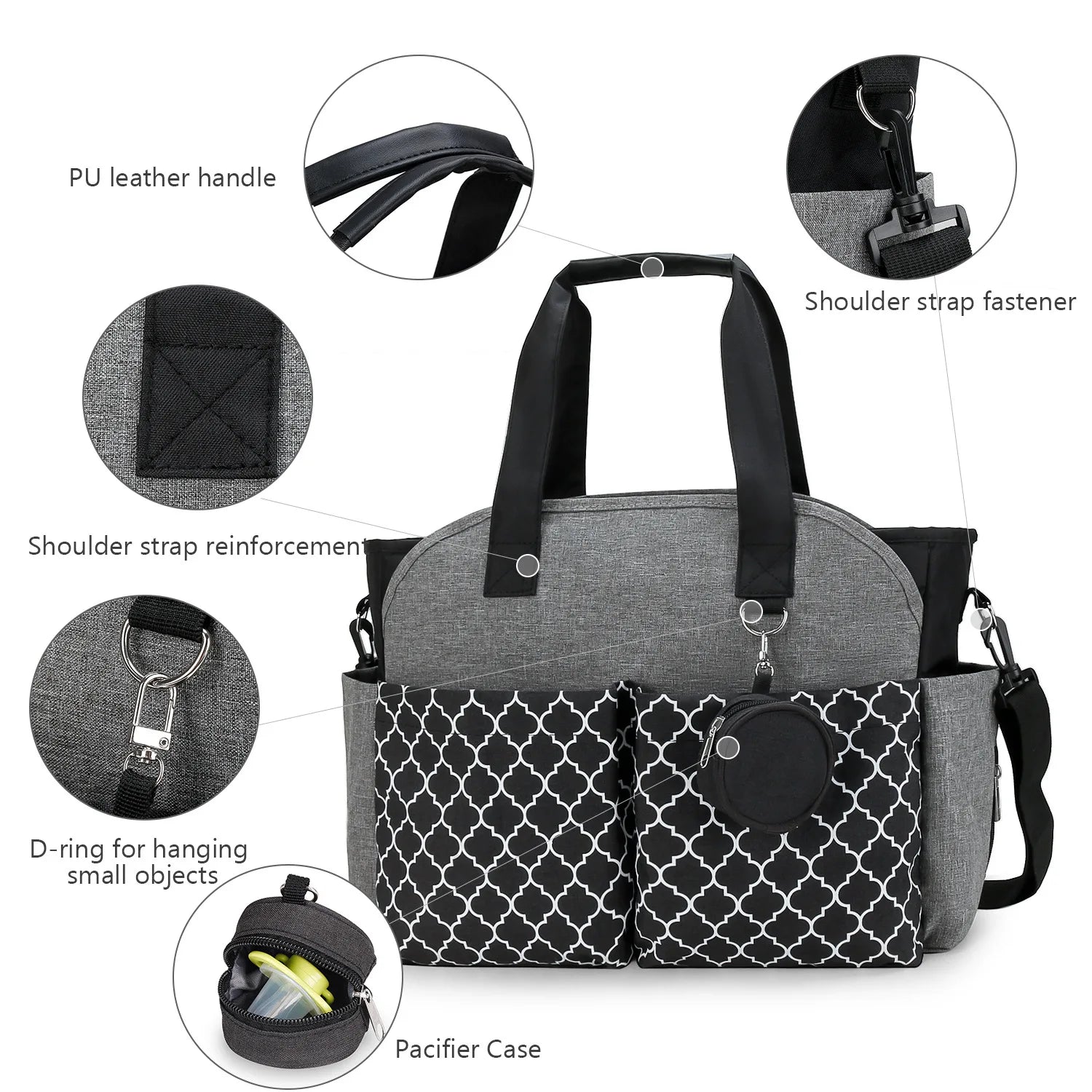Diaper Bag Tote – Waterproof, Portable Baby Changing Bag with Shoulder Strap for Moms