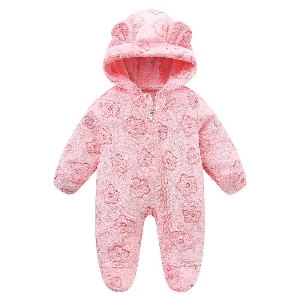 Cute Baby Jumpsuit – Warm Fleece (0–1Y)