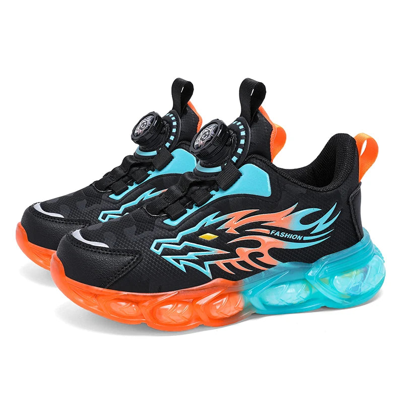Kids Leather Sneakers – Lightweight Non-Slip Dragon Pattern Shoes (Size 28–39)