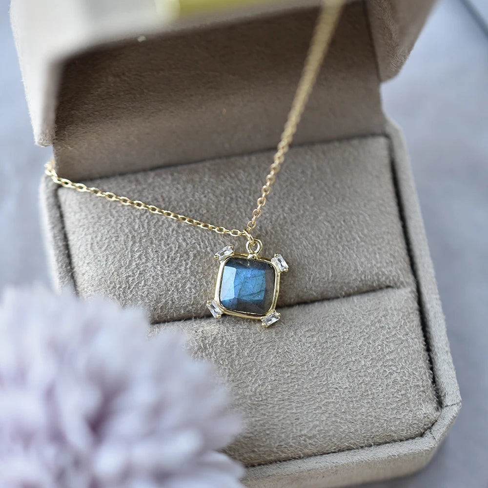 Itsmos Natural Labradorite Square Windmill Pendant