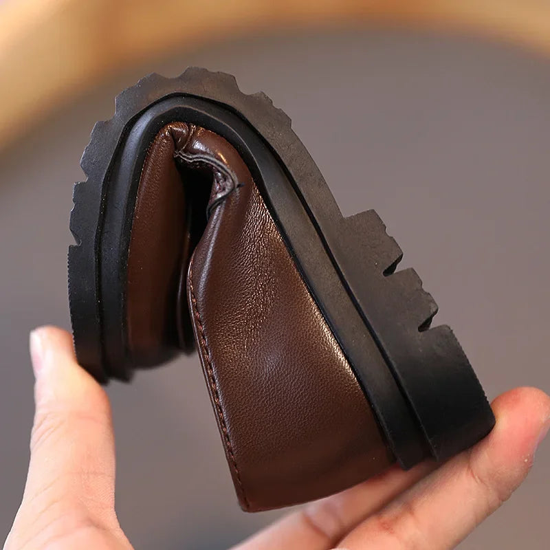 Kids’ Leather Loafers – Slip-On School & Party Shoes (21–36)