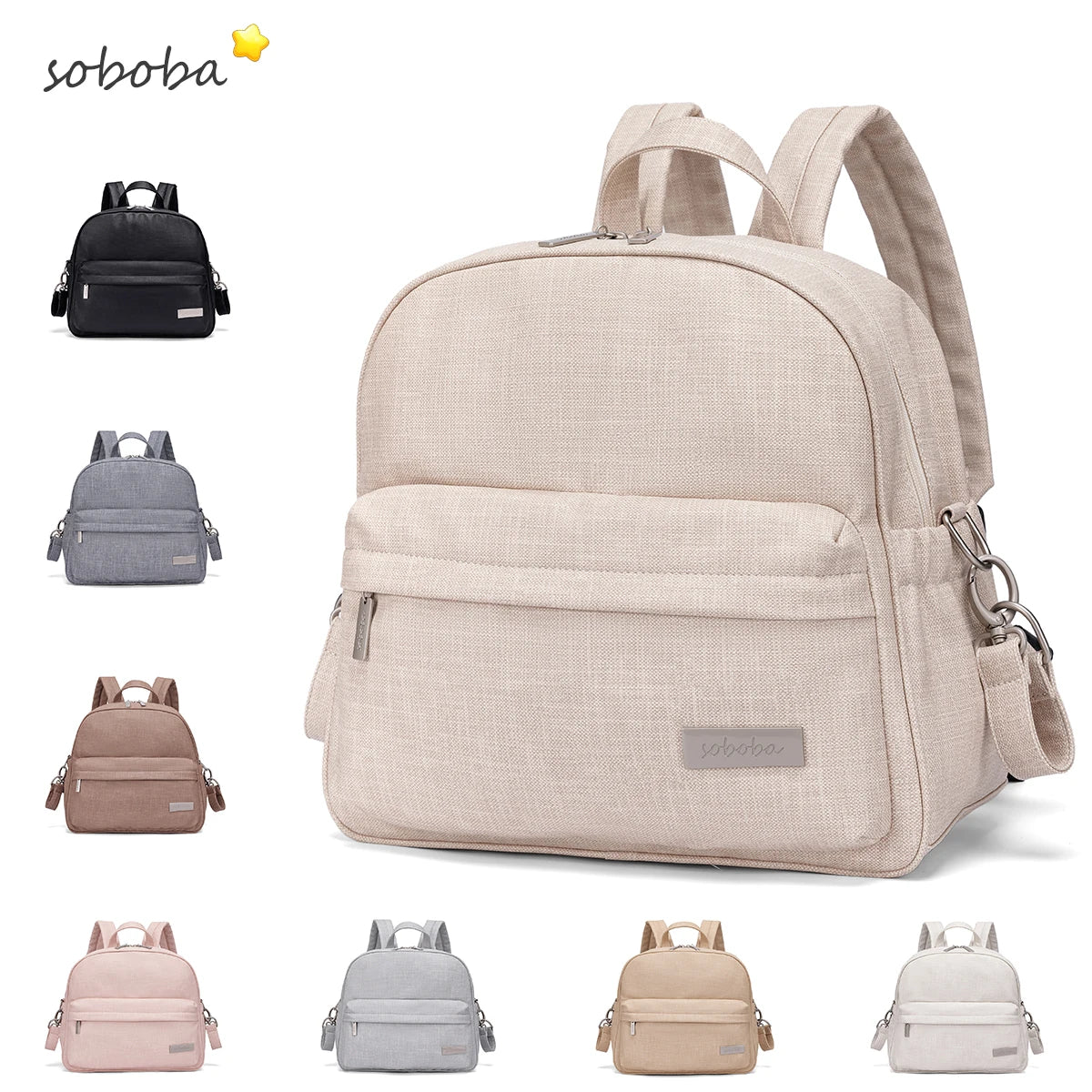 Soboba Stylish Waterproof Diaper Bag – Large Capacity Multi-Functional Backpack with 2 Straps