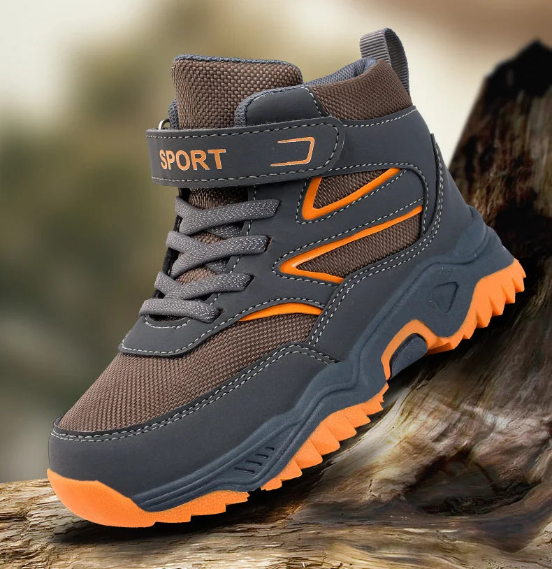 Boys’ Leather Sports Sneakers – Non-Slip, Breathable (Sizes 29–40)