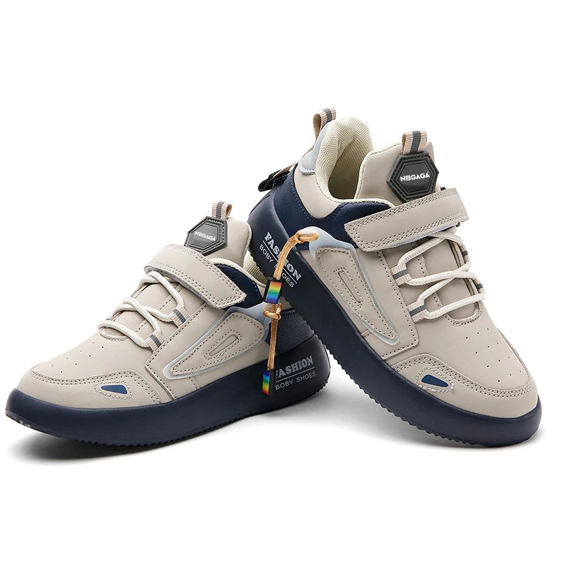 Kids’ Leather Sneakers – Casual, Non-Slip Running Shoes