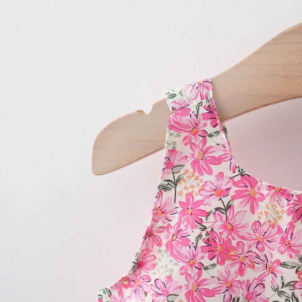 Baby Girl Summer Outfit, Bow Strap Dress & Hat