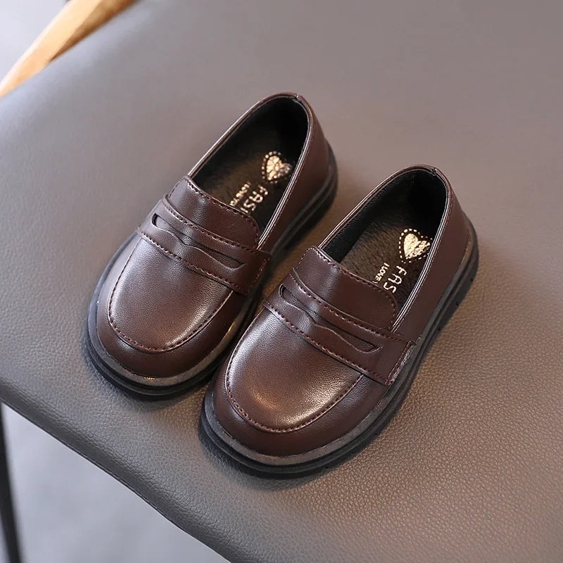 Kids’ Leather Loafers – Slip-On School & Party Shoes (21–36)