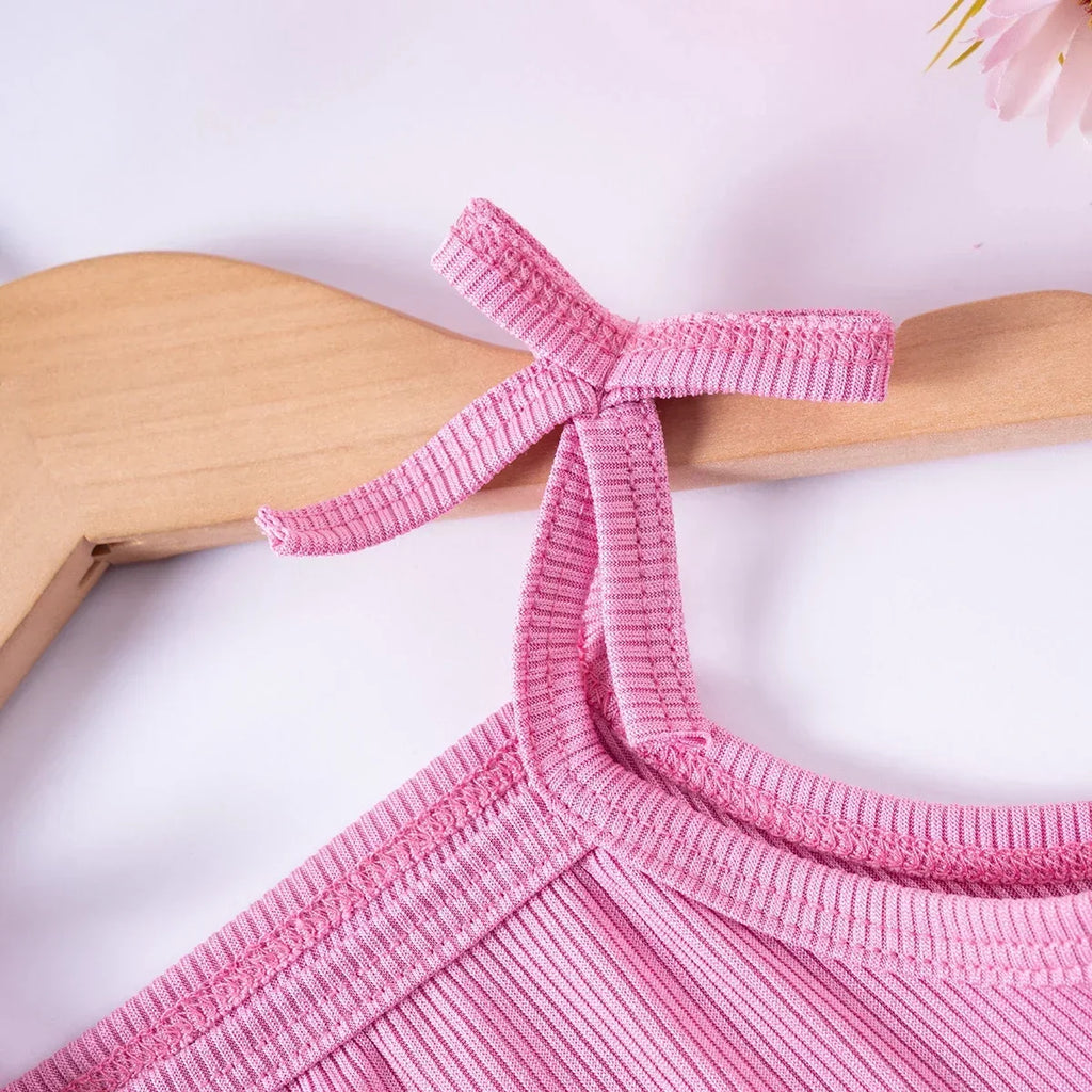 2pcs Camisole Bow Tops & Casual Shorts Set Cute Small Fresh Style Daily