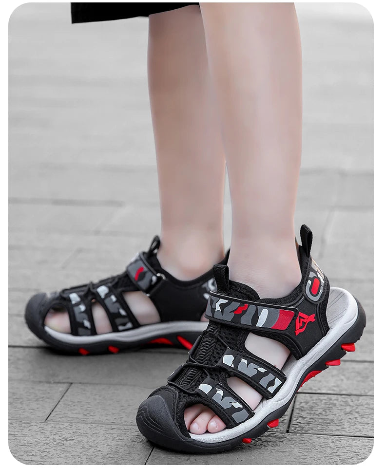 Kids’ Summer Water Sandals – Non-Slip Leather Shoes
