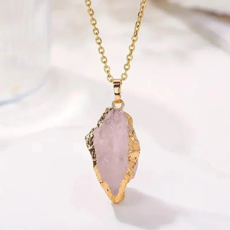 Fashion Irregular Gold Edge Natural Crystal