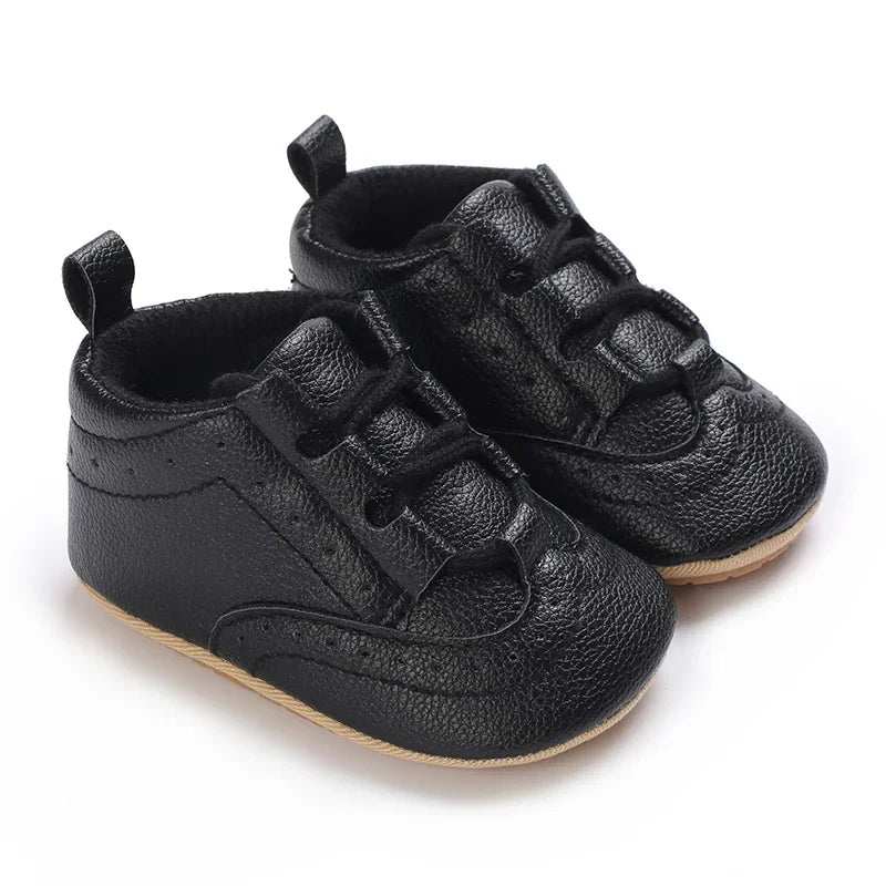 Baby Boys’ Moccasins – White Soft-Sole Non-Slip First-Step Shoes