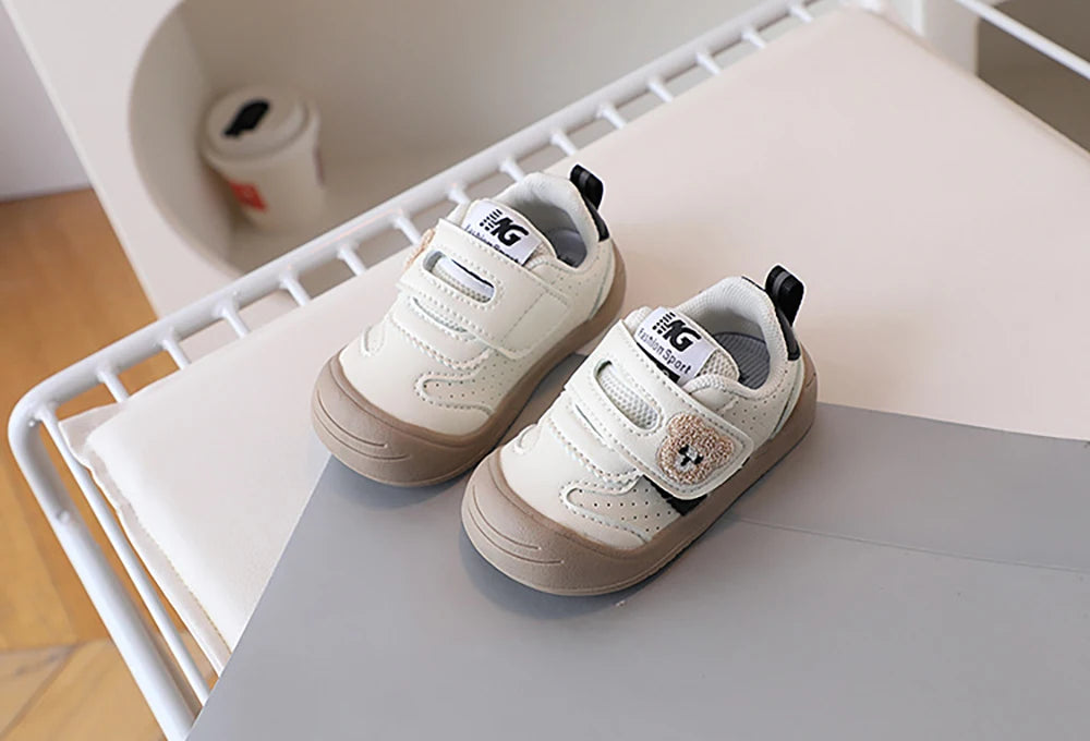 Kids PU Leather Sneakers – Soft-Soled First-Step Toddler Shoes