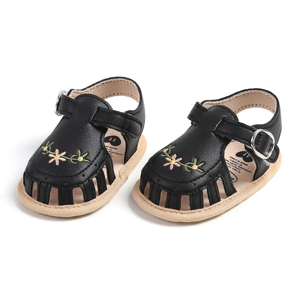 Baby Girl Summer Sandals – Breathable Lightweight Floral Wrap-Toe Shoes