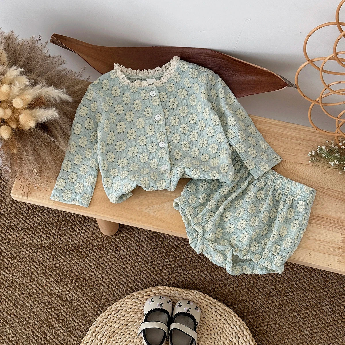 Breathable Long Sleeve Top & Shorts Baby 2Pcs Set
