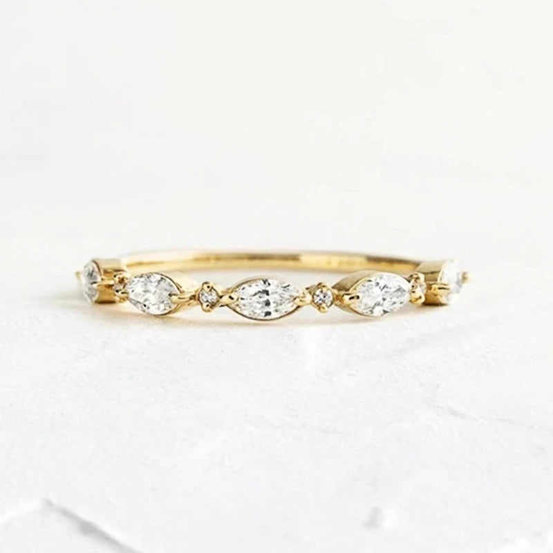 CAOSHI Chic Two-tone Style Finger Ring Female Engagement Jewelry with Brilliant Zirconia Fashion Thin Accessories for Wedding