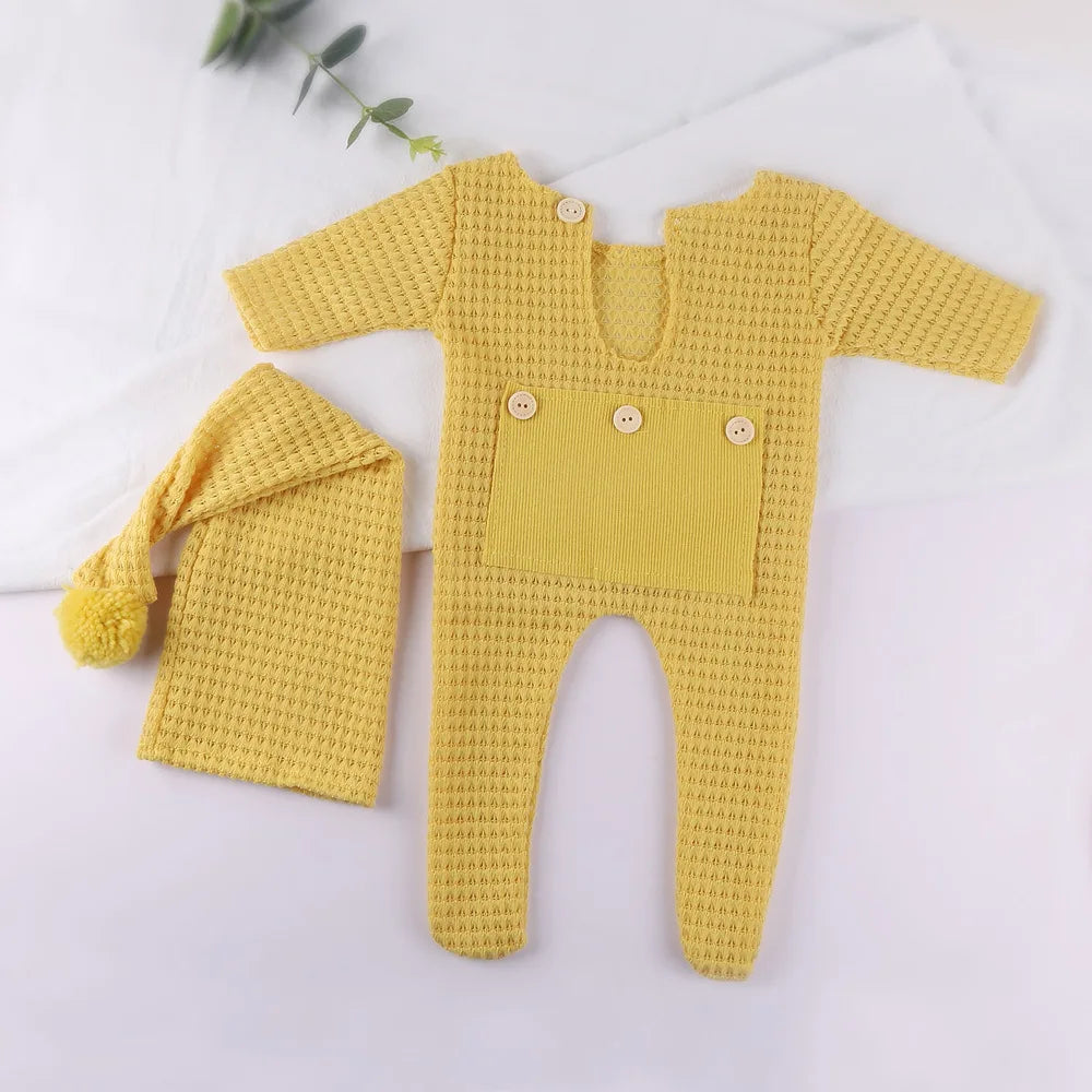 Infant Footed Romper Set, Photo Shoot Outfit with Hat
