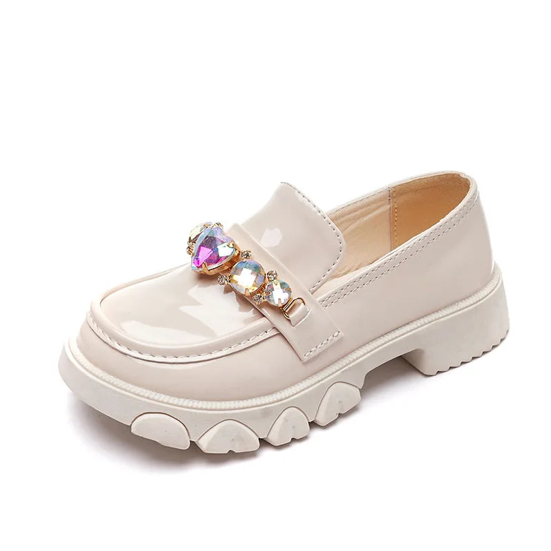 Girls’ Leather Princess Shoes – Low-Heeled Wedding Shoes