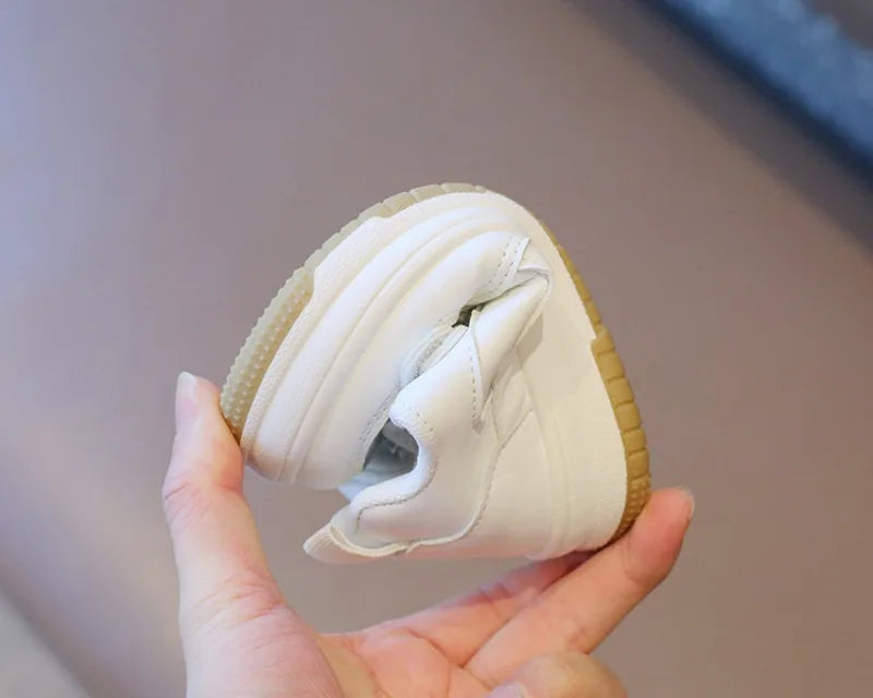 Kids White Spring/Autumn Sneakers – Lightweight Soft-Sole Casual Shoes