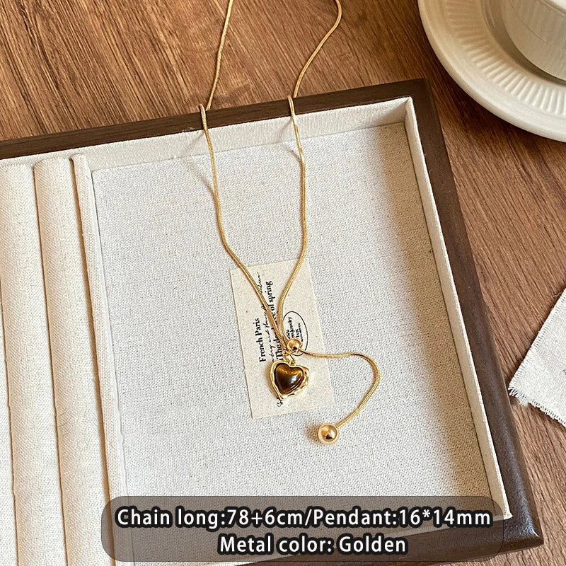 Geometric Retro Tiger Eye Stone Pendant