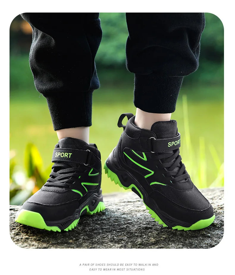 Boys’ Leather Sports Sneakers – Non-Slip, Breathable (Sizes 29–40)