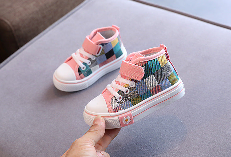 Kids’ Canvas Sneakers – Breathable Checkered Casual Shoes