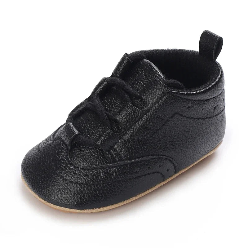 Baby Boys’ Moccasins – White Soft-Sole Non-Slip First-Step Shoes