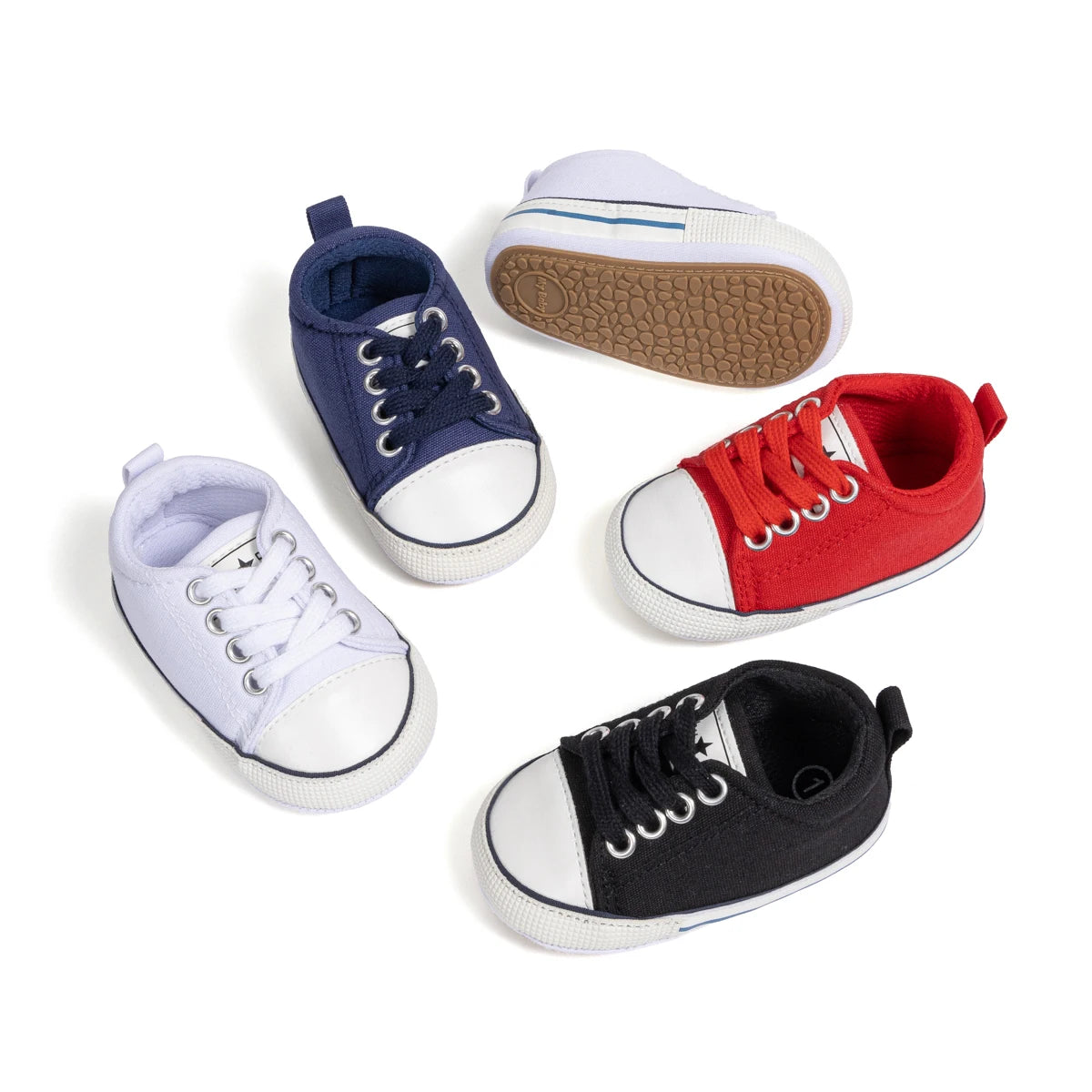 Baby Canvas Sneakers – Lace-Up Non-Slip Rubber Sole Shoes