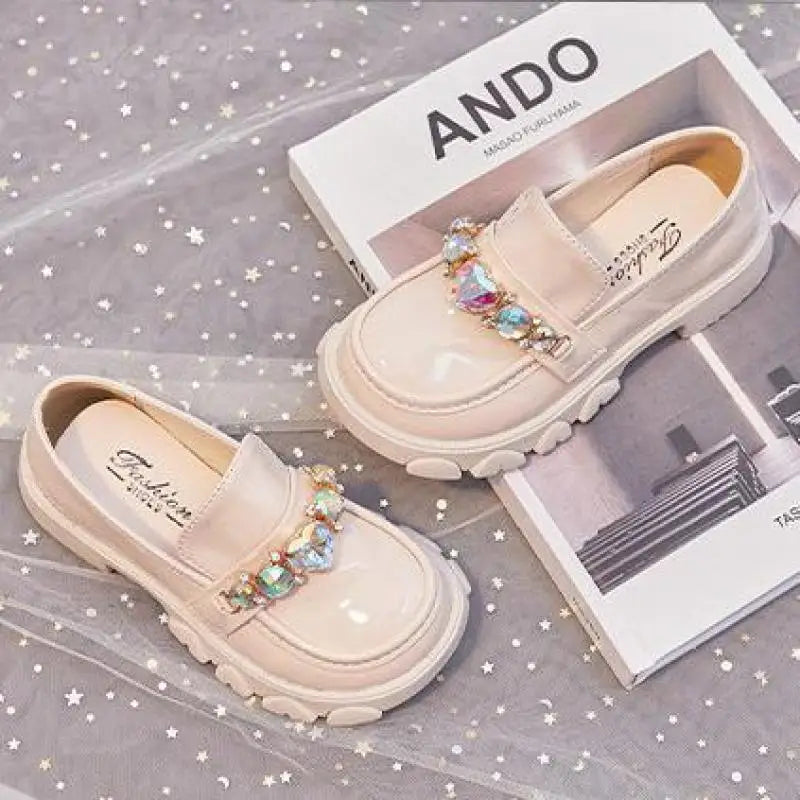 Girls’ Leather Princess Shoes – Low-Heeled Wedding Shoes