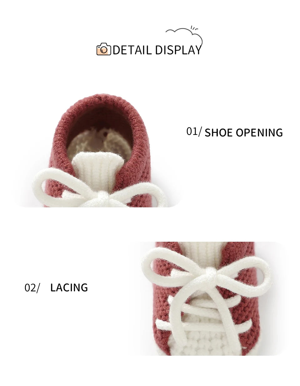 Baby Knitted Booties (0–18M) – Soft Sole Non-Slip First Walkers