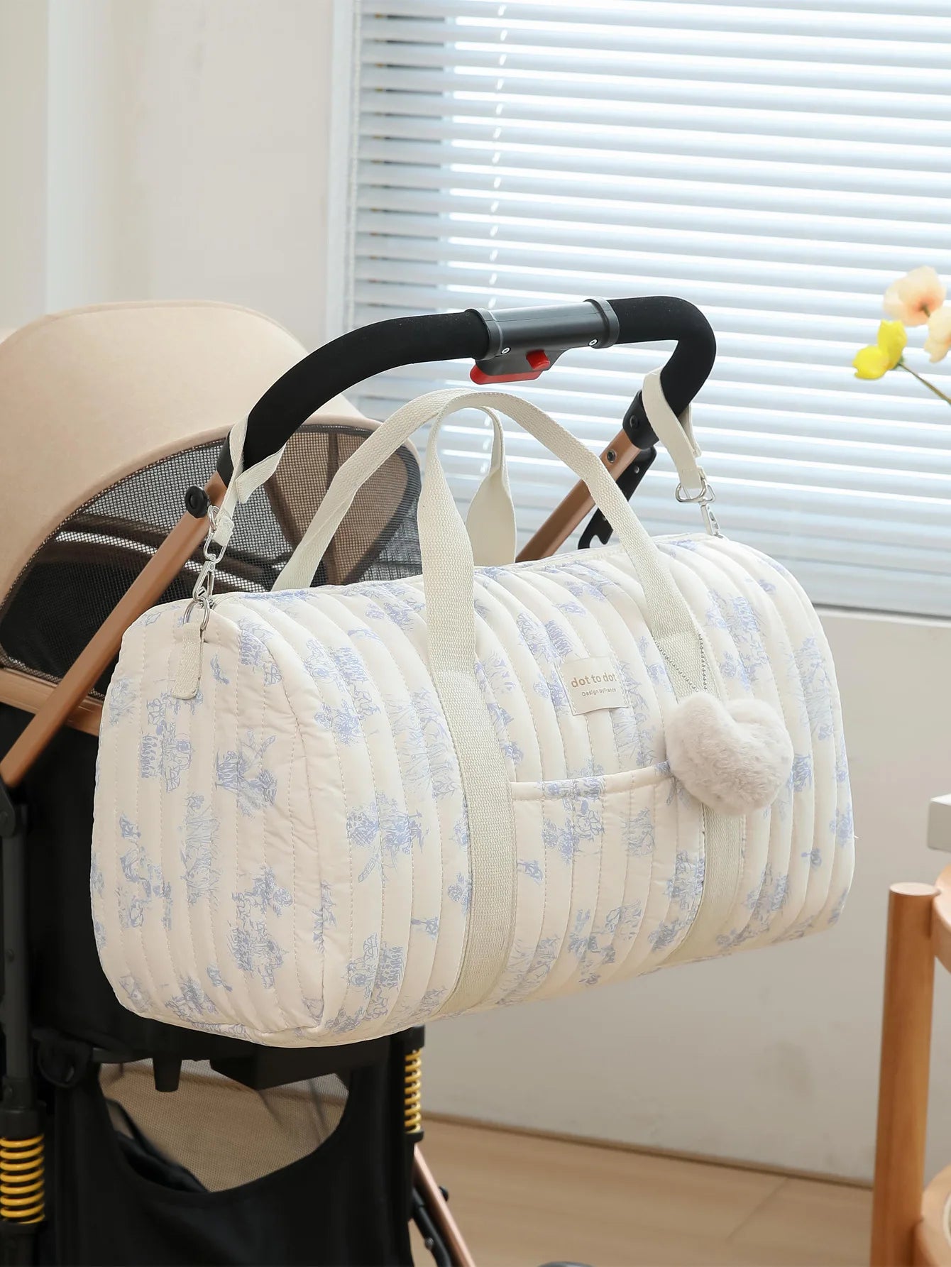 Large Quilted Baby Bag – Shoulder Diaper Organizer
