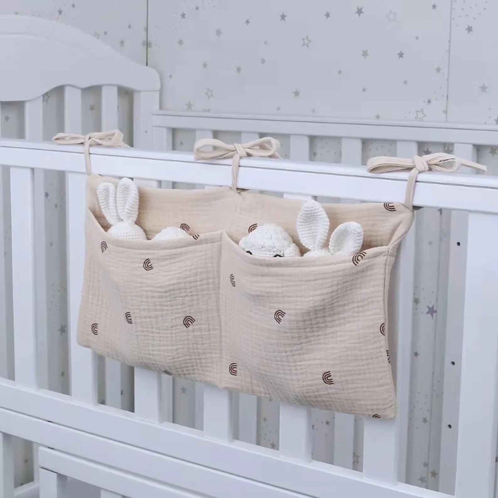 Multifunctional Baby Crib Organizer for Diapers & Bedding Accessories